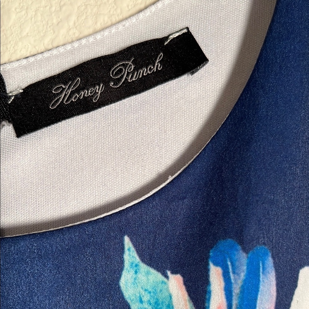 Honey Punch Floral Dress Blue Pink Small - Picture 3 of 7